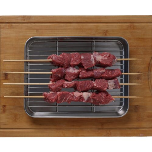 Beef cubes skewers